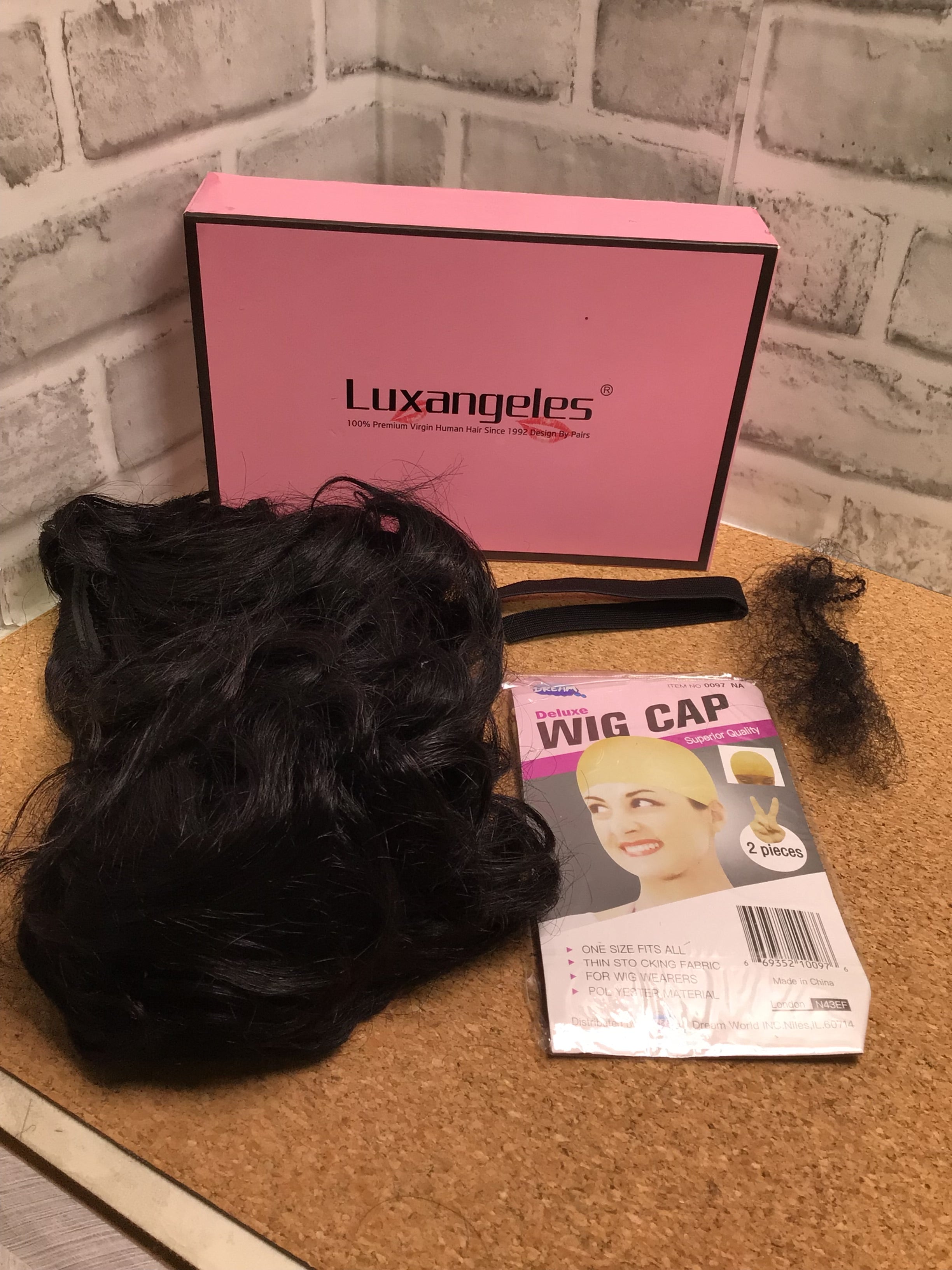luxangeles virgin human hair wig 100% Short Curly Natural Black 150% Density (7760198631662)